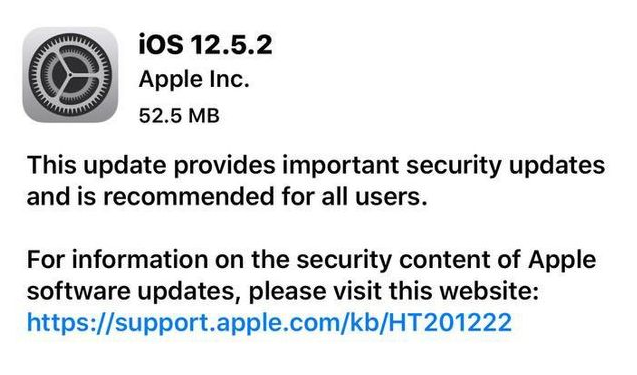 张家口苹果手机维修分享iOS12.5.2发布，建议所有老苹果用户安装 
