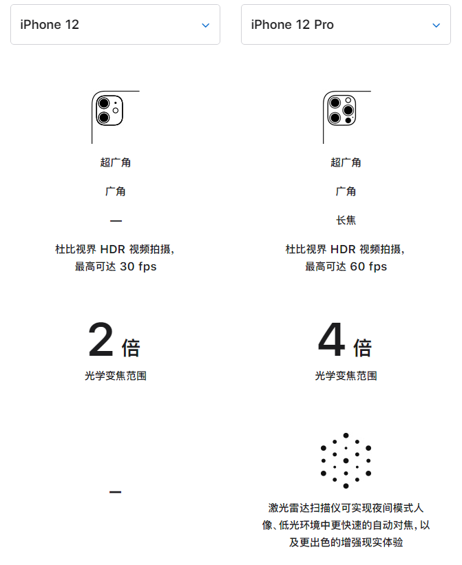 张家口苹果手机维修分享苹果 iPhone 12 与 iPhone 12 Pro 选哪款 